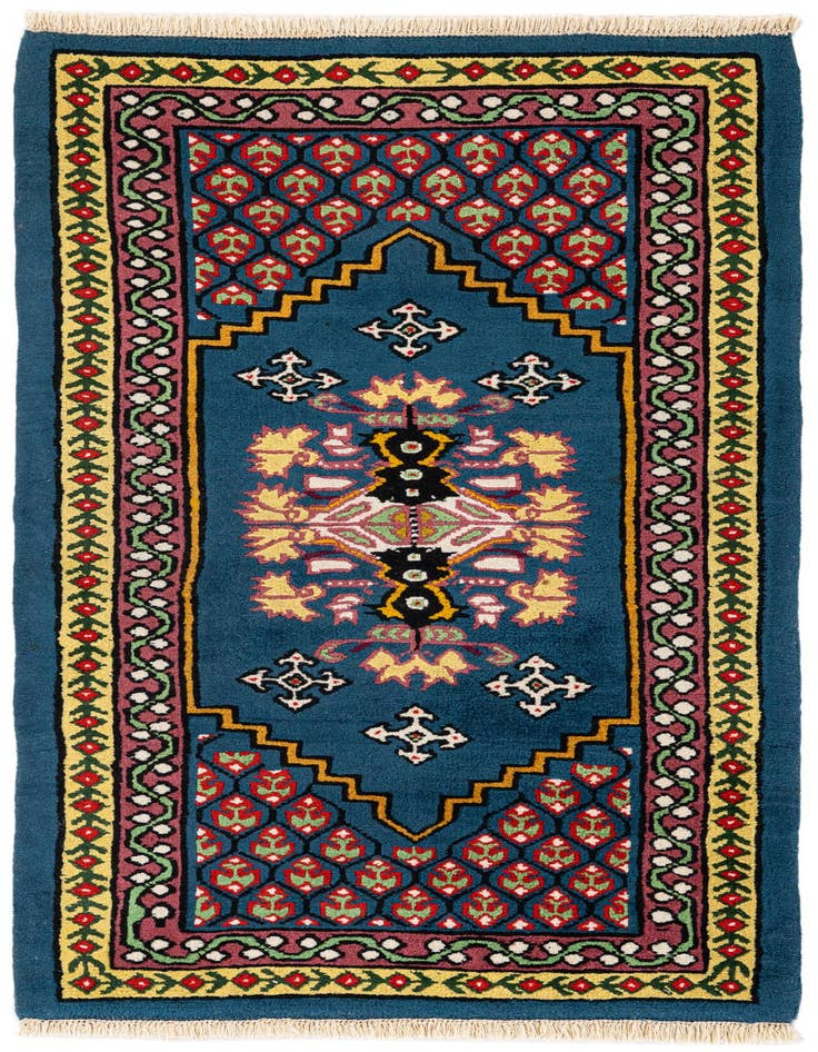 Detail image of 2' 6 x 5' Hand Knotted Moroccan Wool Runner Rug