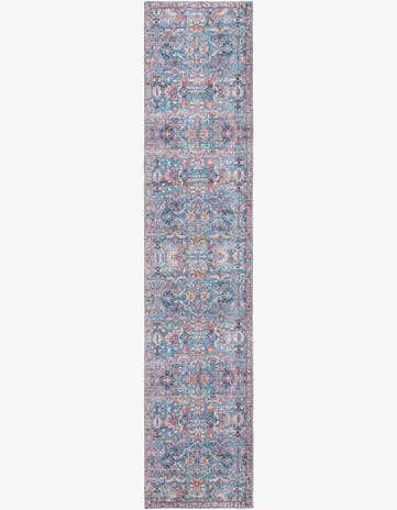 Blue Washable Nostalgia Runner Rug