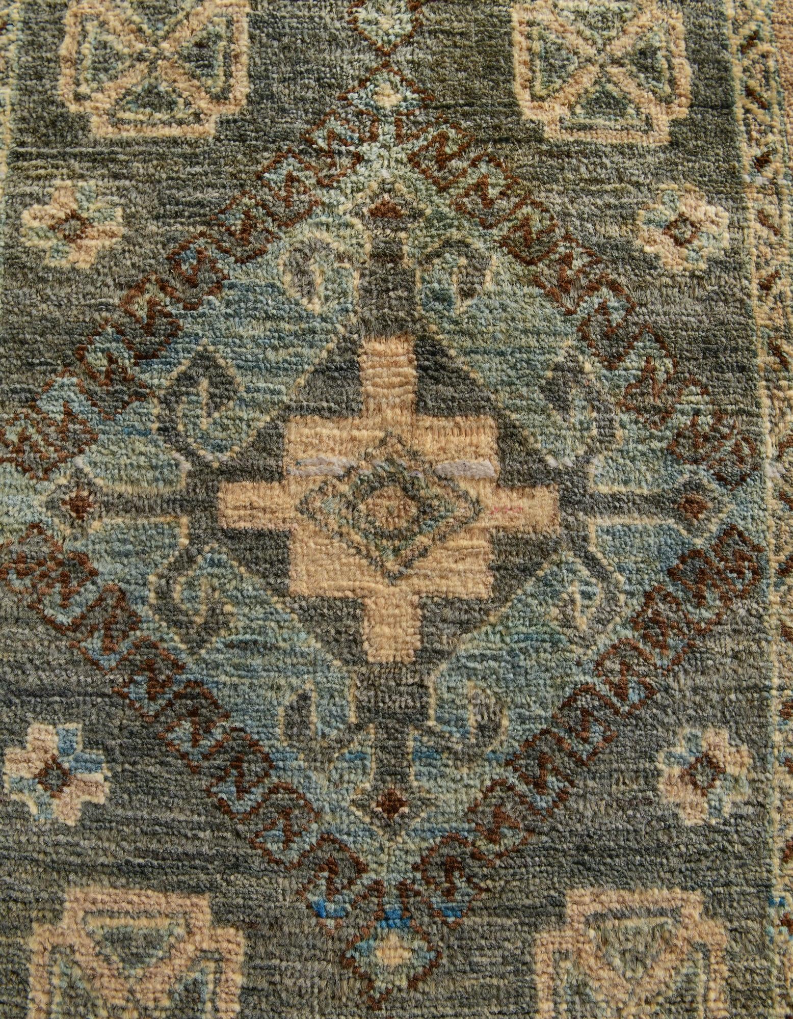 1' 9 x 11' 10 Hand Knotted Oushak Wool Runner Rug