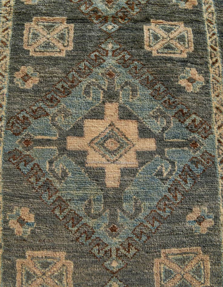 Detail image of 2' 2 x 11' 9 Hand Knotted Oushak Wool Runner Rug