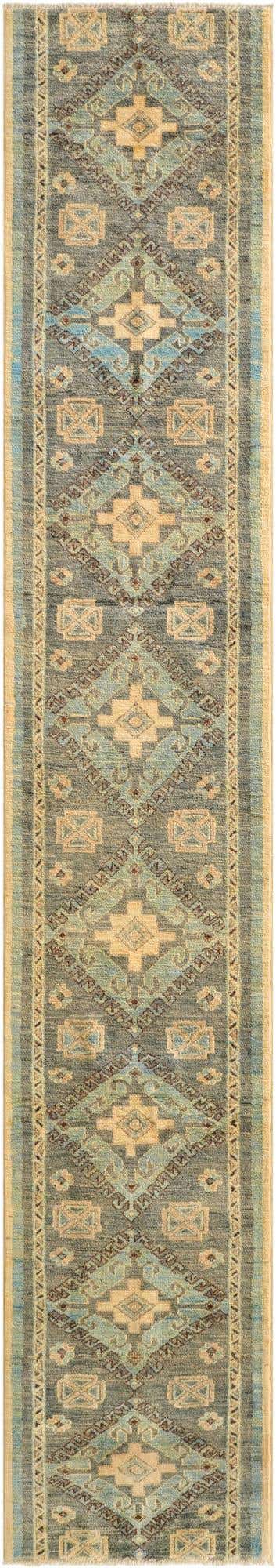 2' 2 x 11' 9 Hand Knotted Oushak Wool Runner Rug
