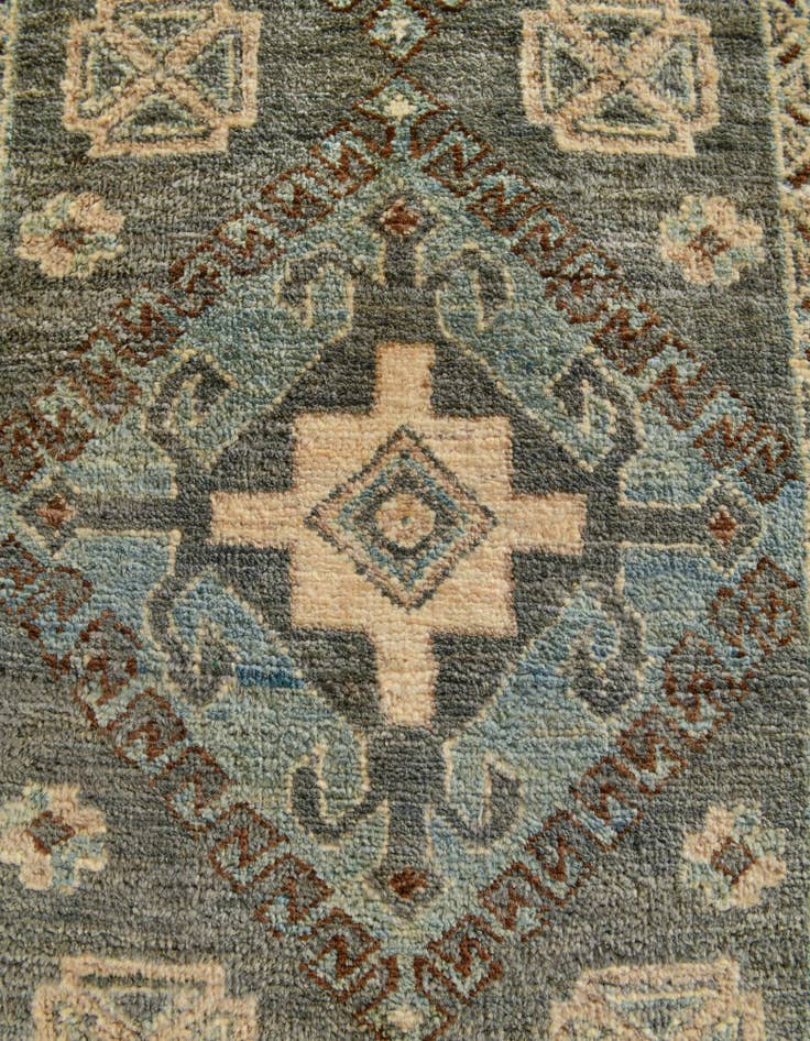 Detail image of 1' 10 x 11' 10 Hand Knotted Oushak Wool Runner Rug