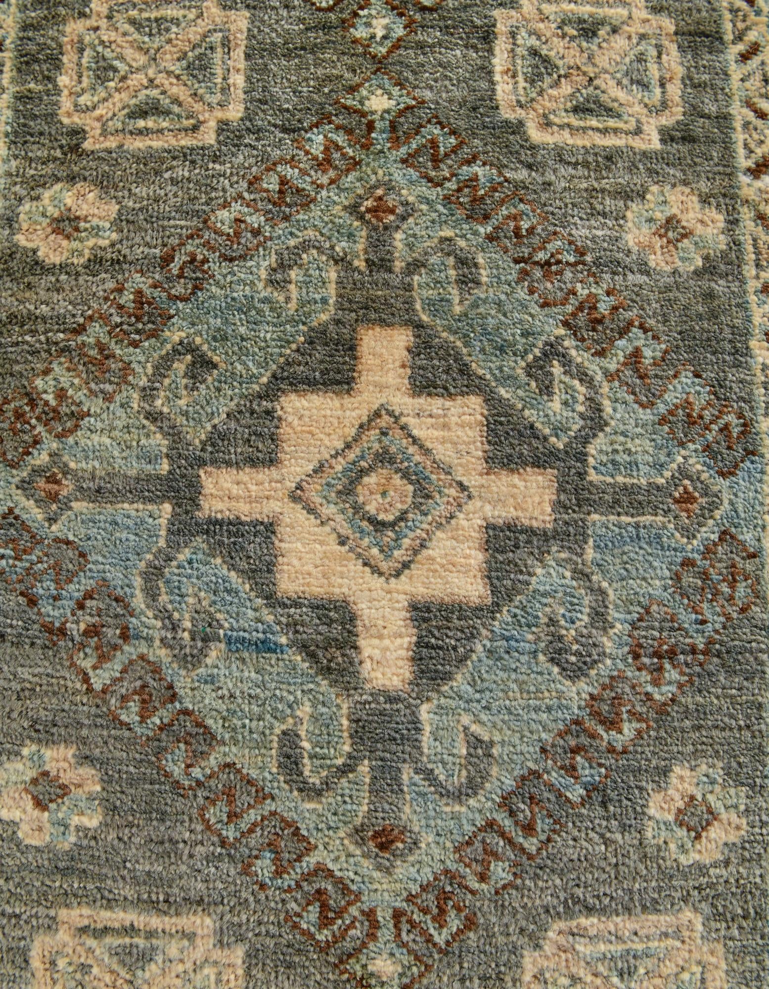 1' 10 x 11' 10 Hand Knotted Oushak Wool Runner Rug