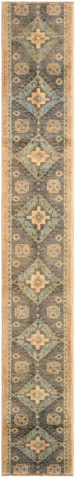 Detail image of 1' 10 x 11' 10 Hand Knotted Oushak Wool Runner Rug