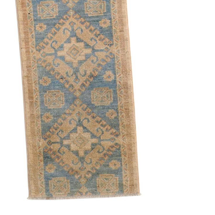 Detail image of 1' 11 x 11' 8 Hand Knotted Oushak Wool Runner Rug