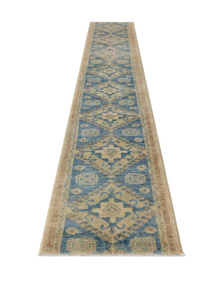 Detail image of 1' 11 x 11' 8 Hand Knotted Oushak Wool Runner Rug