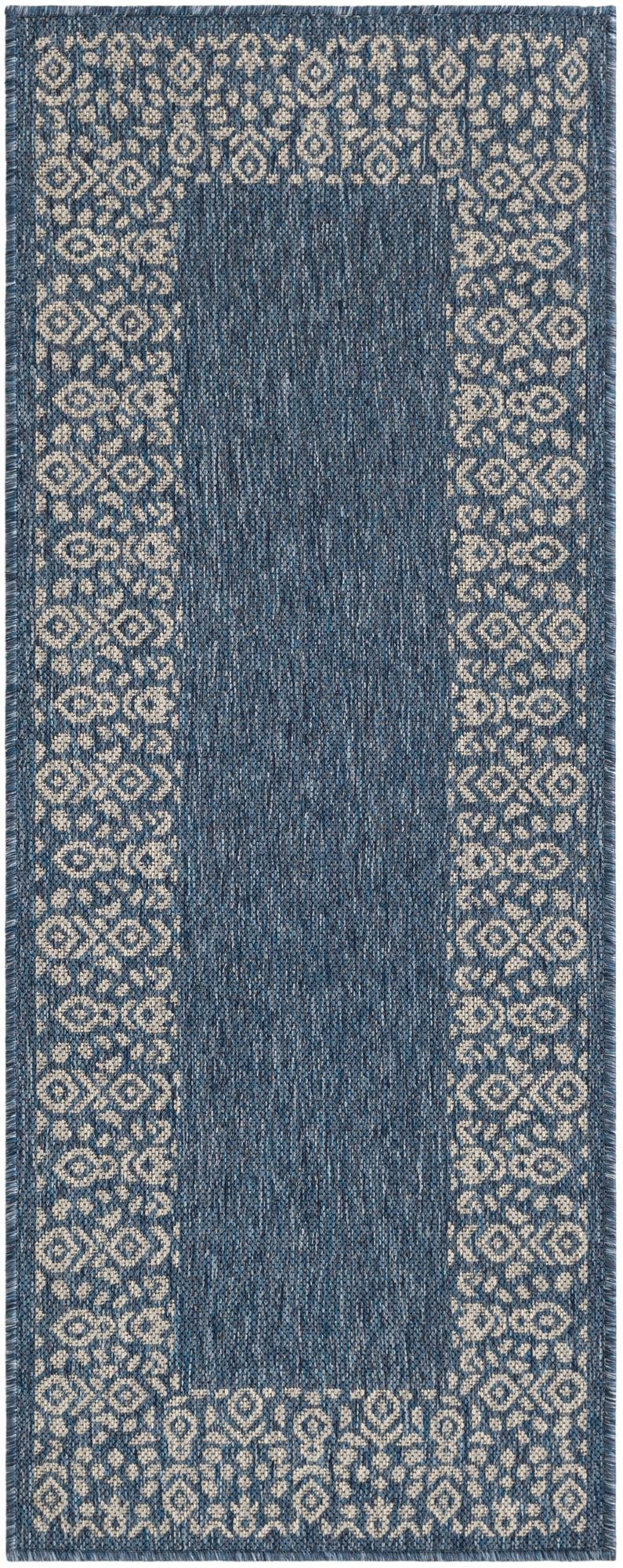 Primary image 2' x 5'  Washable Border Indoor / Outdoor Runner Rug