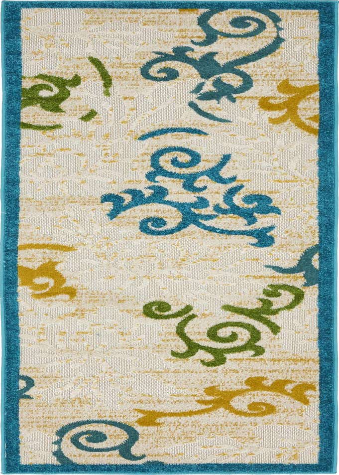 2' x 6' Easy-Clean Botanical Indoor / Outdoor Runner Rug