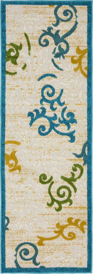 Detail image of 2' x 6' Easy-Clean Botanical Indoor / Outdoor Runner Rug