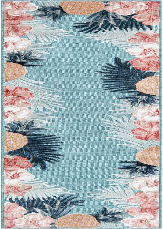 2' 2 x 8' Easy-Clean Botanical Indoor / Outdoor Runner Rug