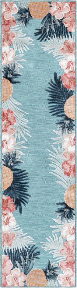 Detail image of 2' 2 x 8' Easy-Clean Botanical Indoor / Outdoor Runner Rug
