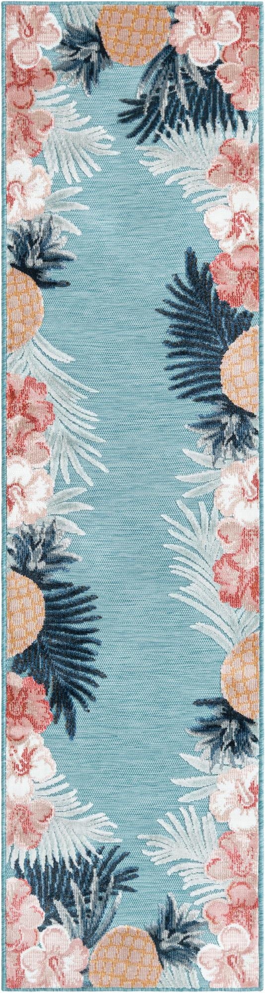 2' 2 x 8'  Washable Botanical Indoor / Outdoor Runner Rug