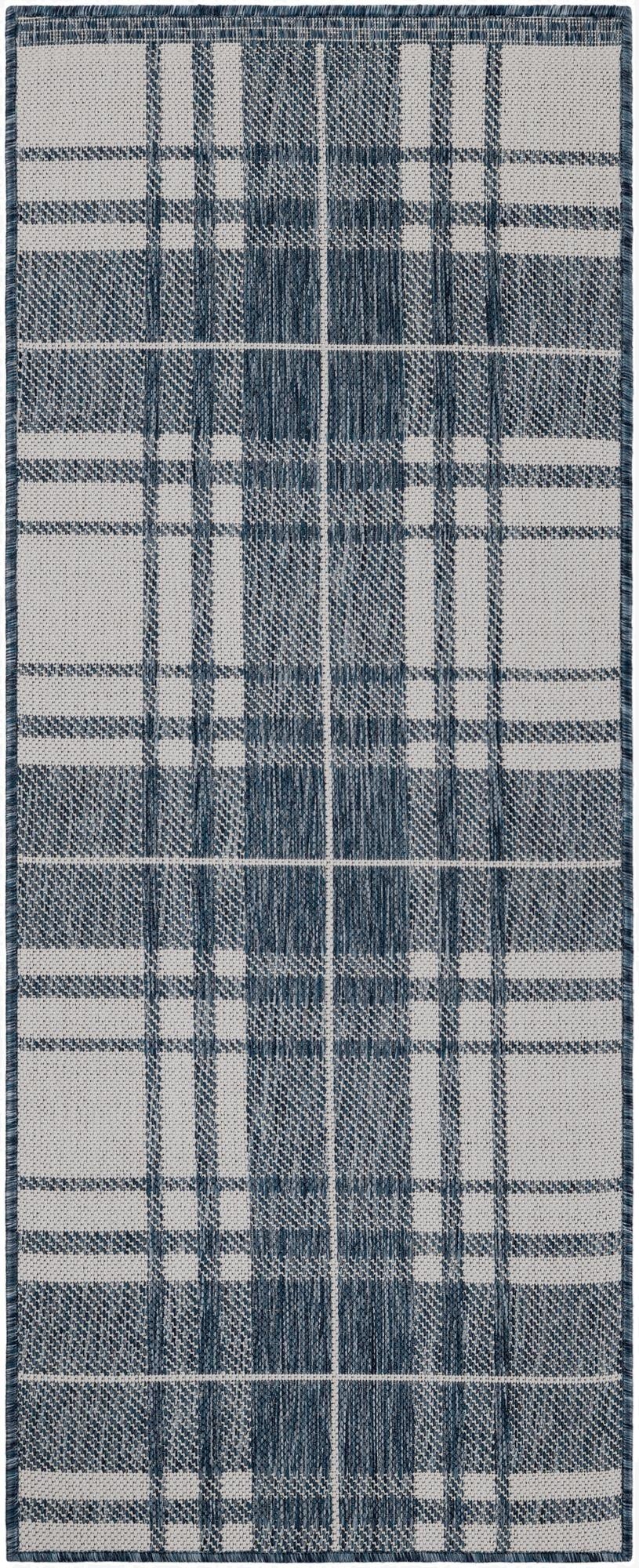 2' x 5' 3  Washable Checkered Indoor / Outdoor Runner Rug
