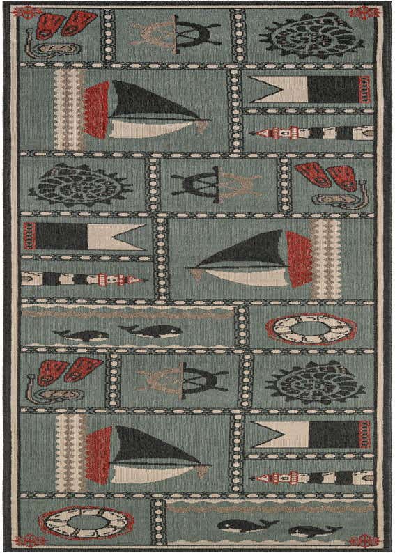 2' 7 x 10' Easy-Clean Coastal Indoor / Outdoor Runner Rug