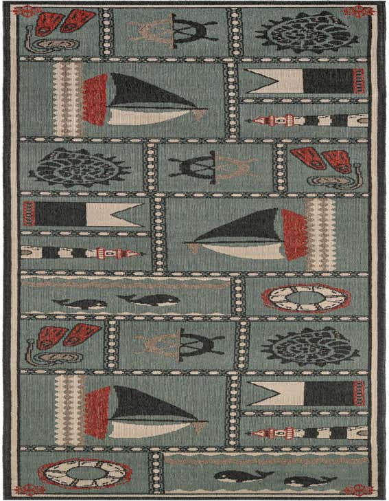 2' 7 x 10' Easy-Clean Coastal Indoor / Outdoor Runner Rug