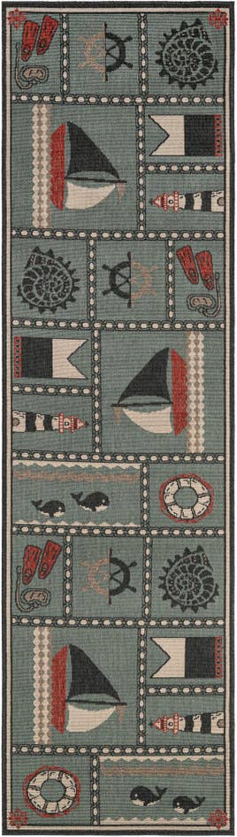 Detail image of 2' 7 x 10' Easy-Clean Coastal Indoor / Outdoor Runner Rug