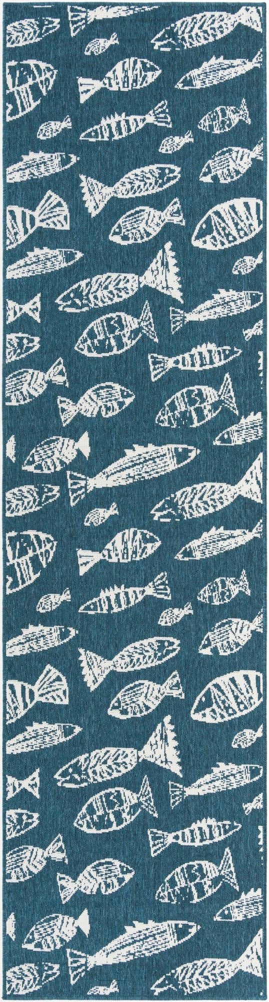 2' 7 x 10'  Washable Coastal Indoor / Outdoor Runner Rug
