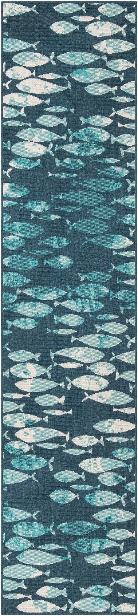 2' 7 x 12'  Washable Coastal Indoor / Outdoor Runner Rug