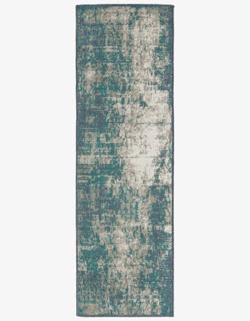 Blue Easy-Clean Coastal Indoor / Outdoor Runner Rug