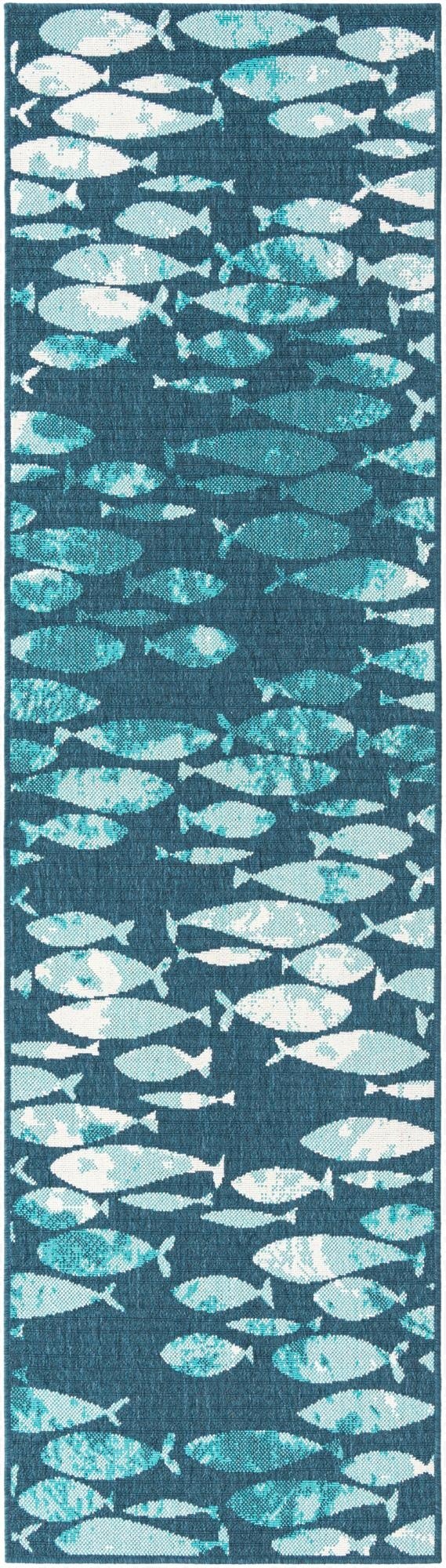 2' 7 x 10'  Washable Coastal Indoor / Outdoor Runner Rug