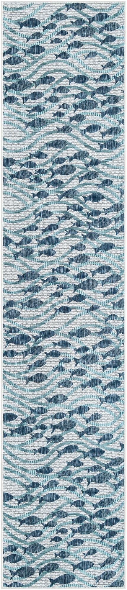 2' 7 x 12'  Washable Coastal Indoor / Outdoor Runner Rug