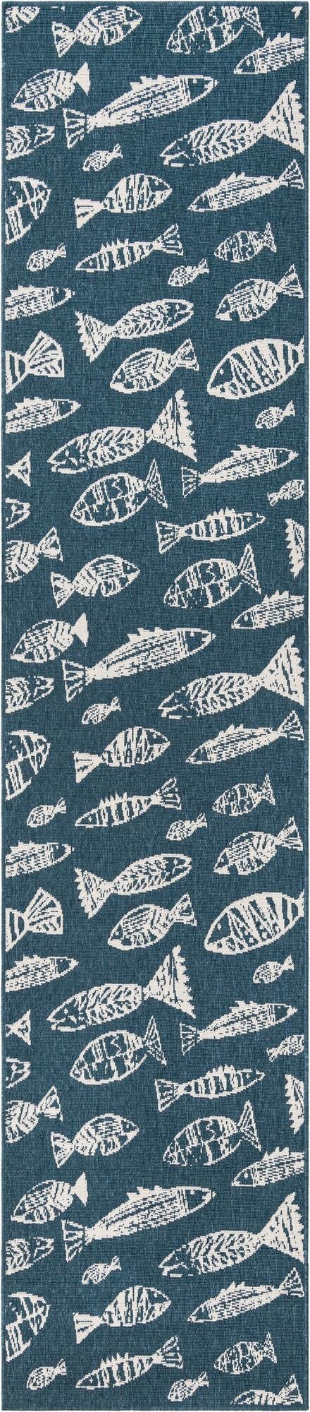 2' 7 x 12'  Washable Coastal Indoor / Outdoor Runner Rug