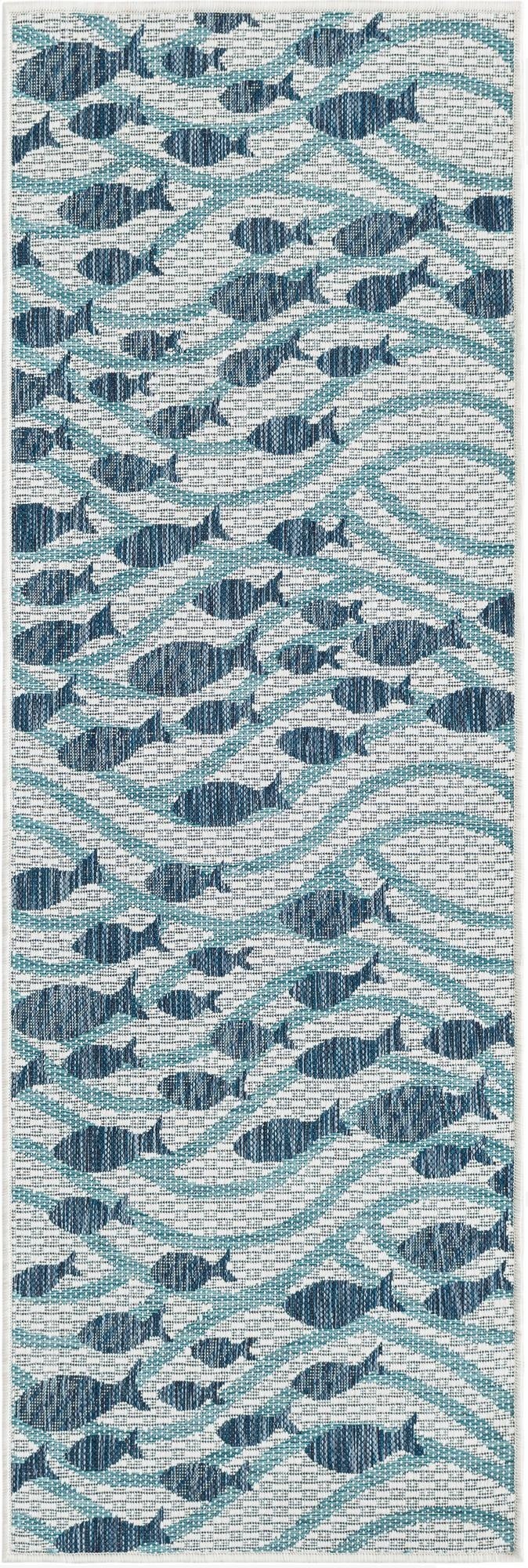 2' x 6' 1  Washable Coastal Indoor / Outdoor Runner Rug