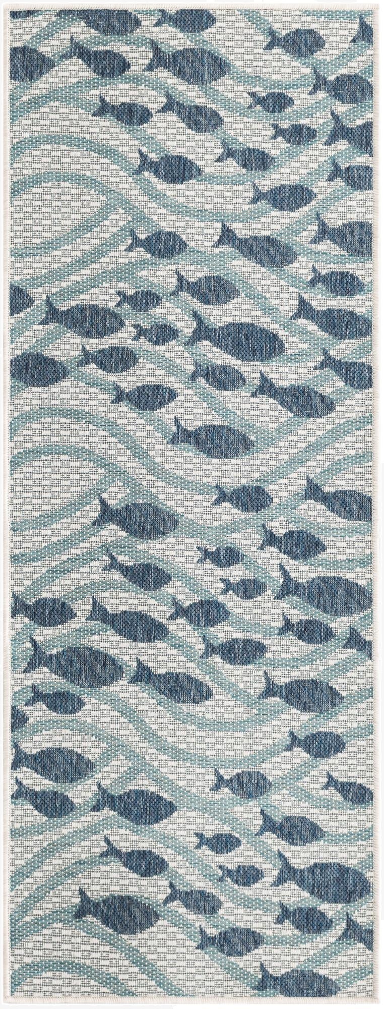2' x 5' 3  Washable Coastal Indoor / Outdoor Runner Rug