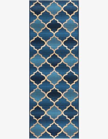 Blue Easy-Clean Lattice Indoor / Outdoor Runner Rug