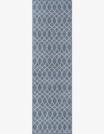 Blue Easy-Clean Lattice Indoor / Outdoor Runner Rug