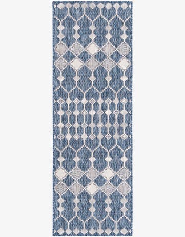 Blue Easy-Clean Lattice Indoor / Outdoor Runner Rug