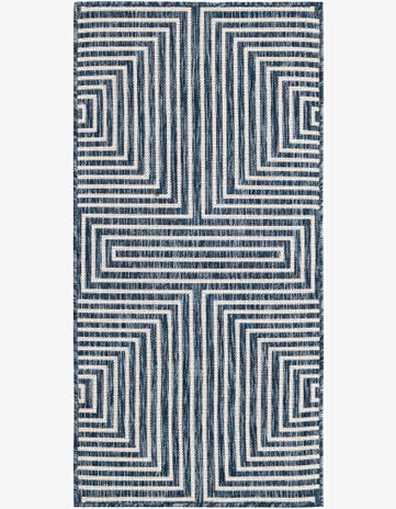 Blue Easy-Clean Modern Indoor / Outdoor Runner Rug