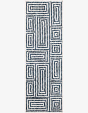 Blue Easy-Clean Modern Indoor / Outdoor Runner Rug