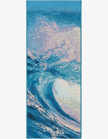 Blue Easy-Clean Modern Indoor / Outdoor Runner Rug