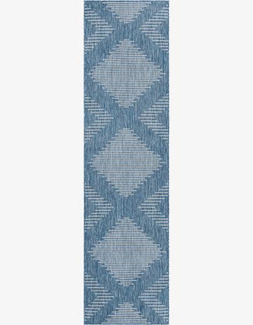 Blue Easy-Clean Modern Indoor / Outdoor Runner Rug
