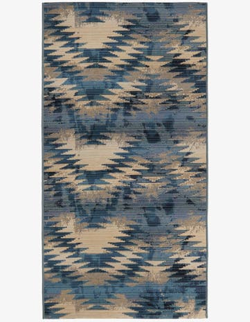Blue Easy-Clean Modern Indoor / Outdoor Runner Rug