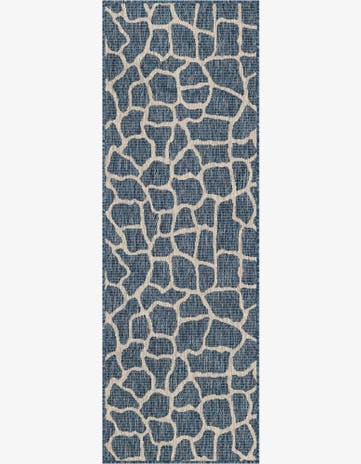 Blue Easy-Clean Safari Indoor / Outdoor Runner Rug