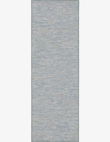 Blue Easy-Clean Solid Indoor / Outdoor Runner Rug