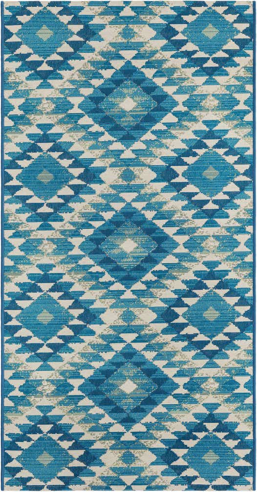 2' 7 x 5' 3 Easy-Clean Southwestern Indoor / Outdoor Runner Rug