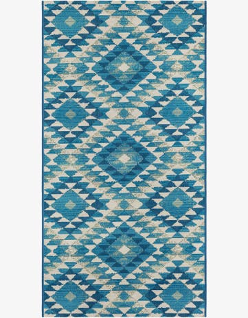 2' 7 x 5' 3 Easy-Clean Southwestern Indoor / Outdoor Runner Rug