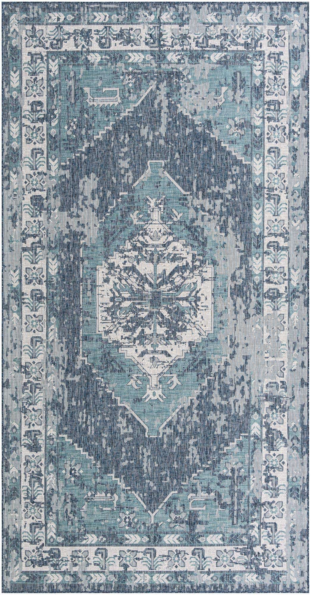 7' x 13' 3 Easy-Clean Traditional Indoor / Outdoor Runner Rug