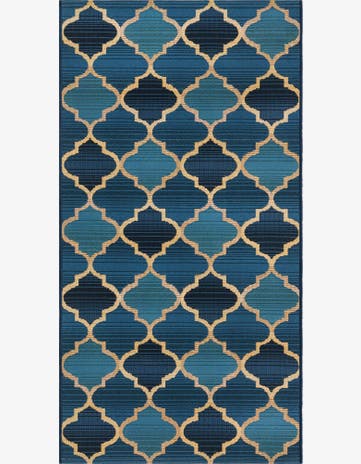 Blue Easy-Clean Trellis Indoor / Outdoor Runner Rug
