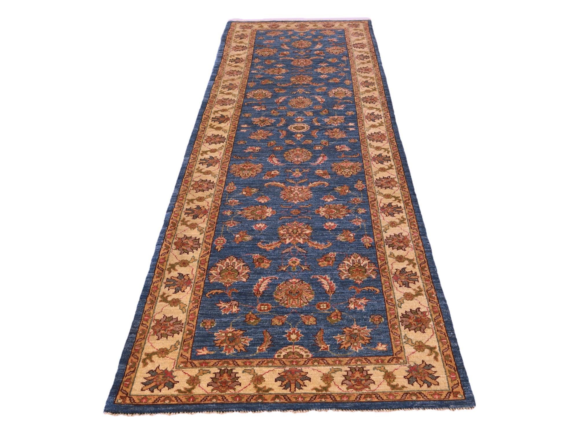 2' 9 x 9' 7 Hand Knotted Pershawar Ziegler Runner Rug