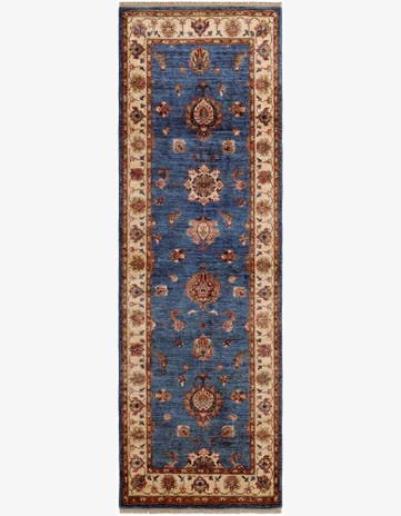2' 9 x 8' 7 Hand Knotted Pershawar Ziegler Runner Rug