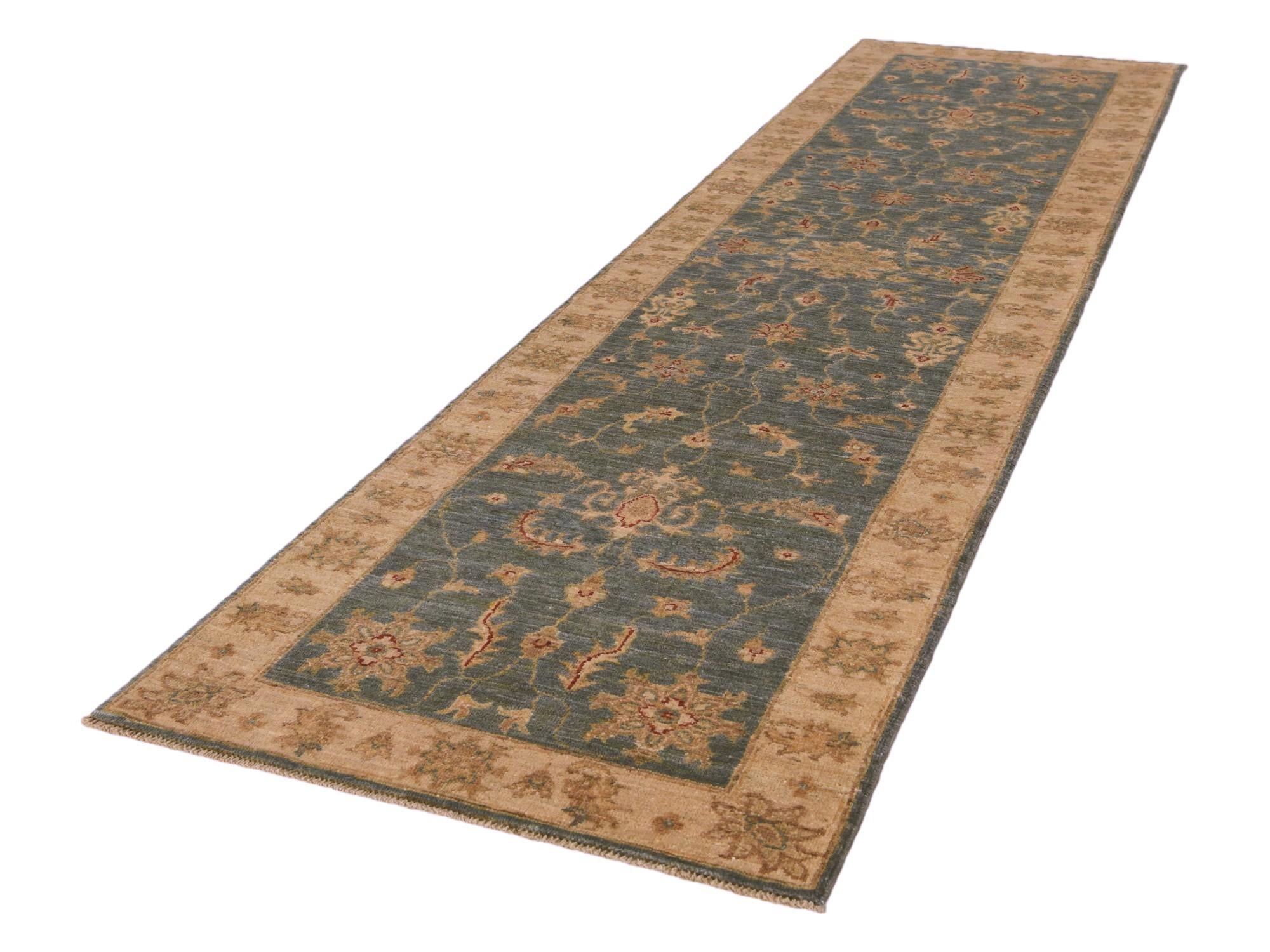2' 6 x 9' 10 Hand Knotted Pershawar Ziegler Runner Rug