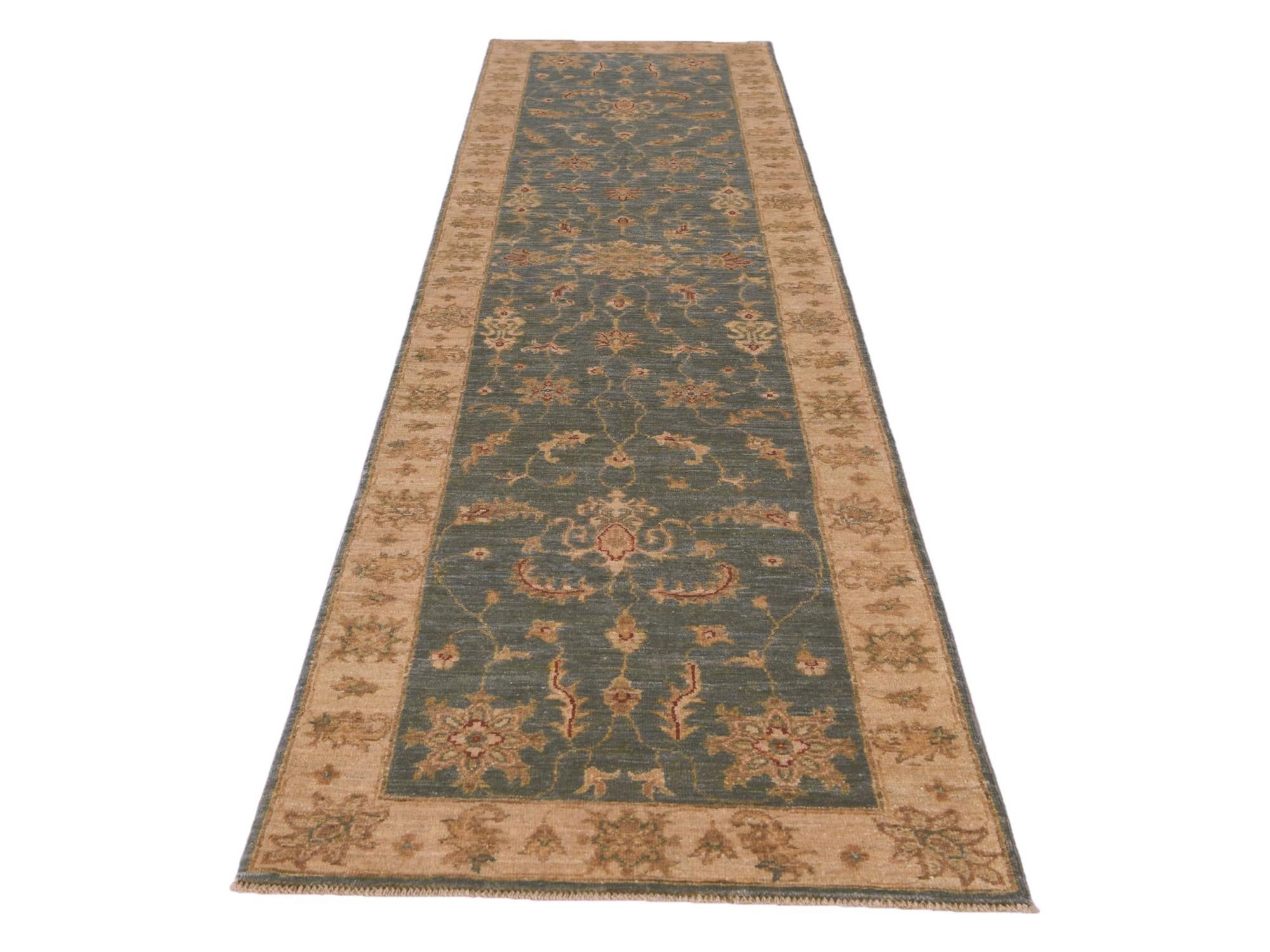 2' 6 x 9' 10 Hand Knotted Pershawar Ziegler Runner Rug