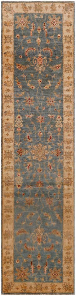 Detail image of 2' 6 x 9' 10 Hand Knotted Pershawar Ziegler Runner Rug