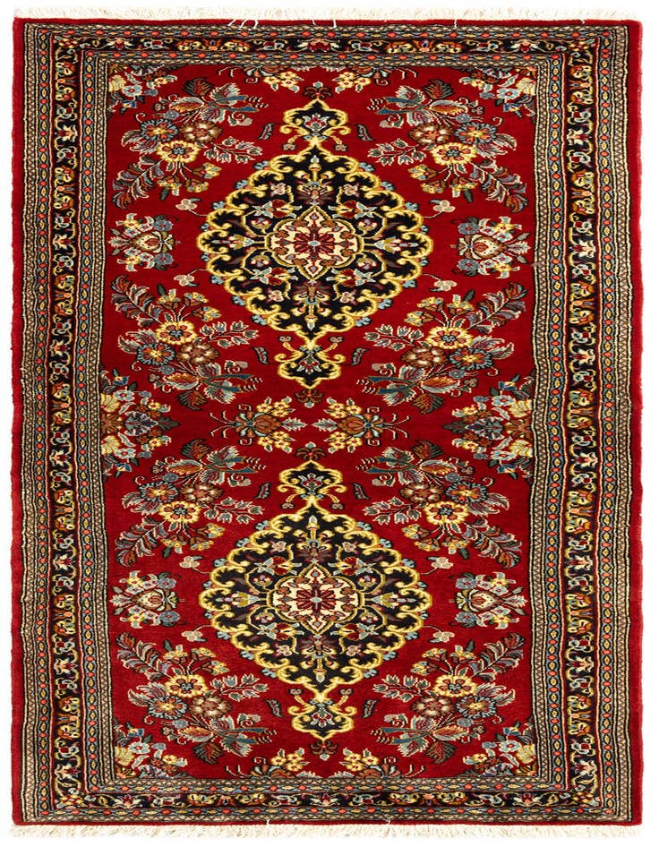 Detail image of 2' 7 x 6' 9 Hand Knotted Qom Persian Runner Rug