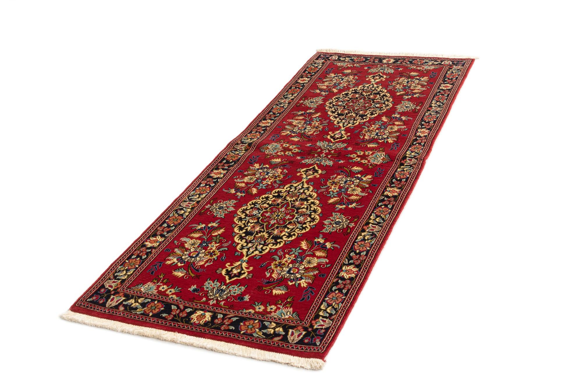 2' 7 x 7' 3 Hand Knotted Qom Persian Runner Rug