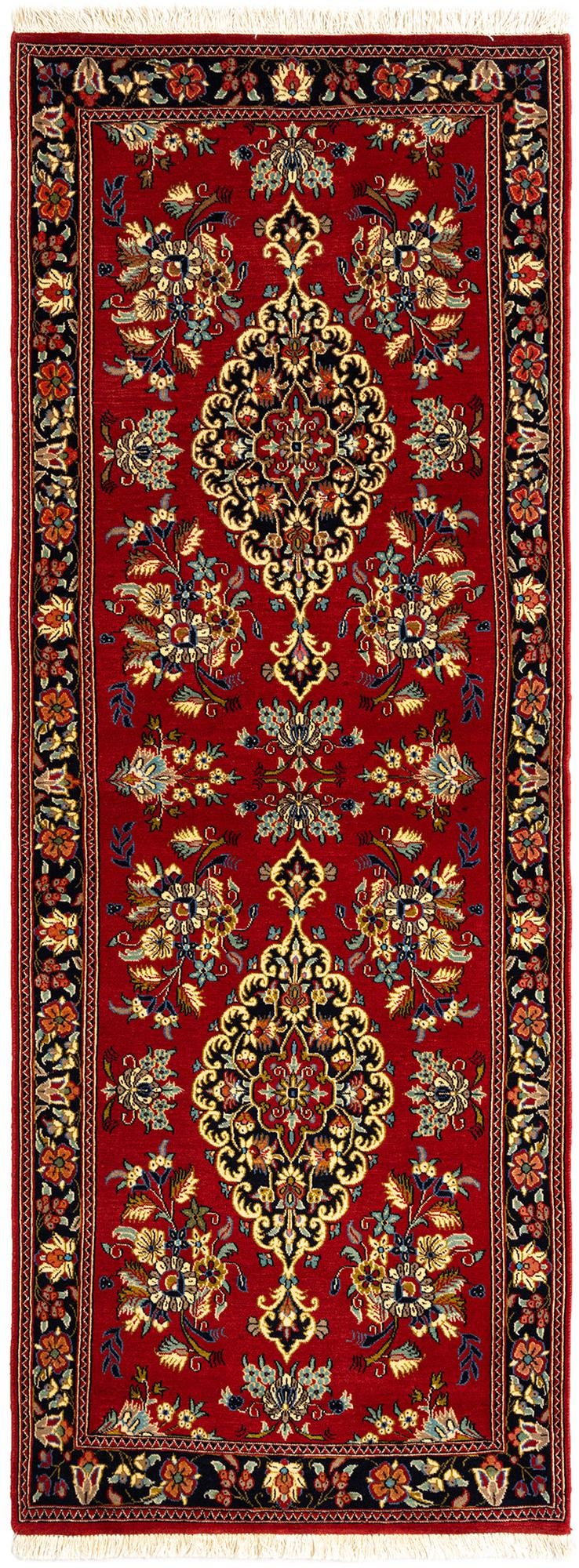 2' 7 x 7' 3 Hand Knotted Qom Persian Runner Rug